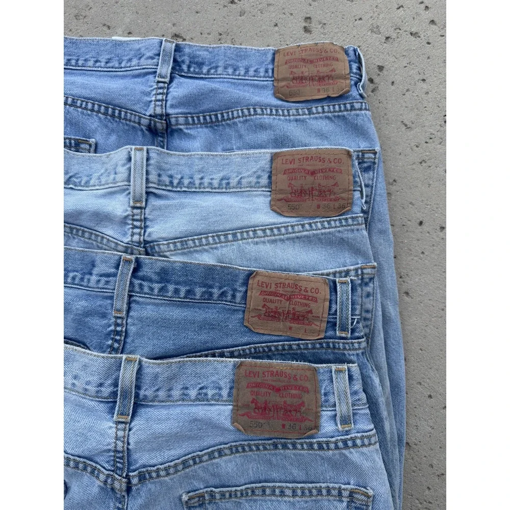 Lot of 4 LEVI'S Men's 550 Relex Fit Faded Blue Jeans Denim 36x36 Ok for Work